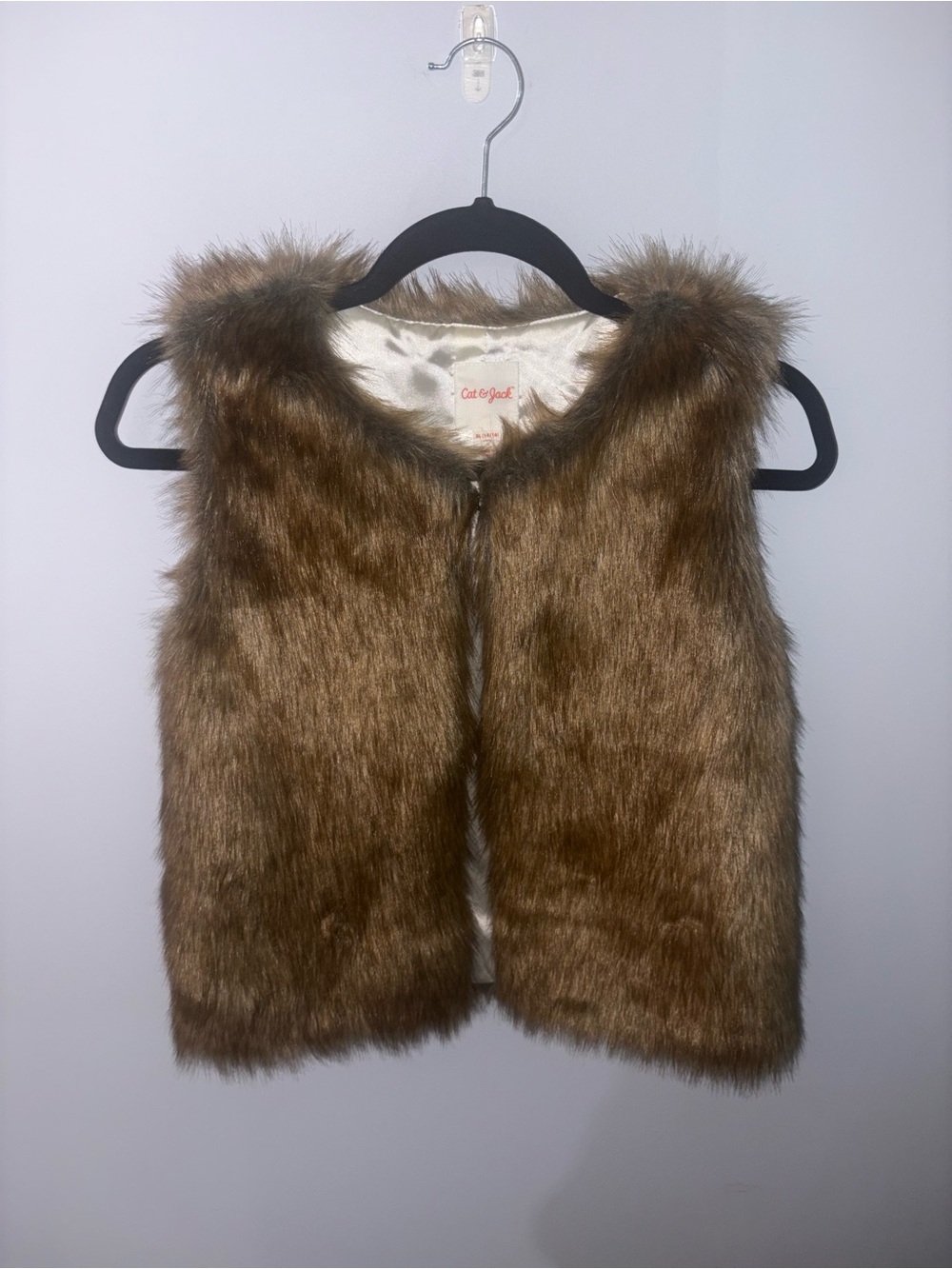 Cat & Jack Girls' Brown Faux Fur Vest - size XL (14/16)